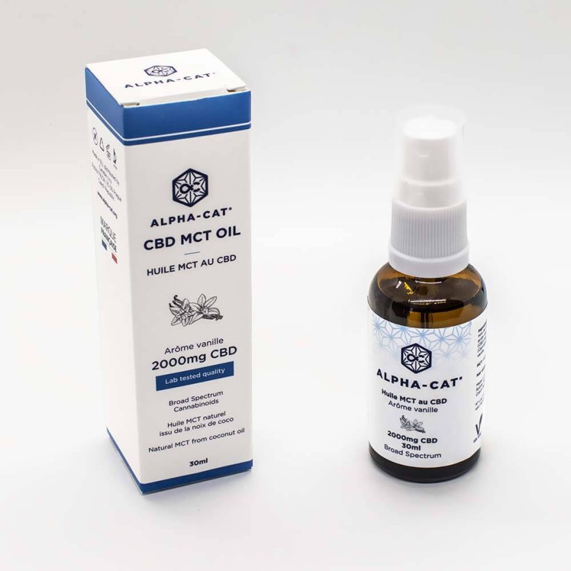 Alpha-Cat CBD Spray MCT Kokosnussöl mit Vanille Aroma, 20%, 2000 mg, (30 ml)