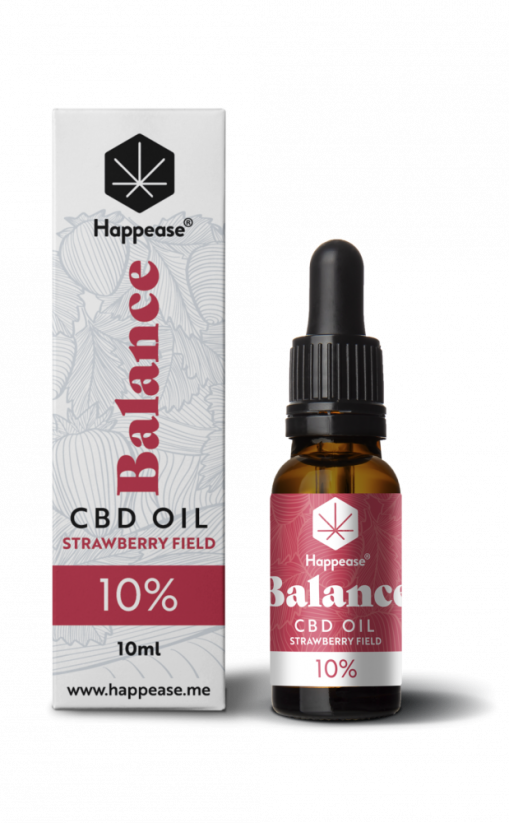 Happease Balance CBD-olie Jordbærmark, 10% CBD, 1000 mg, 10 ml