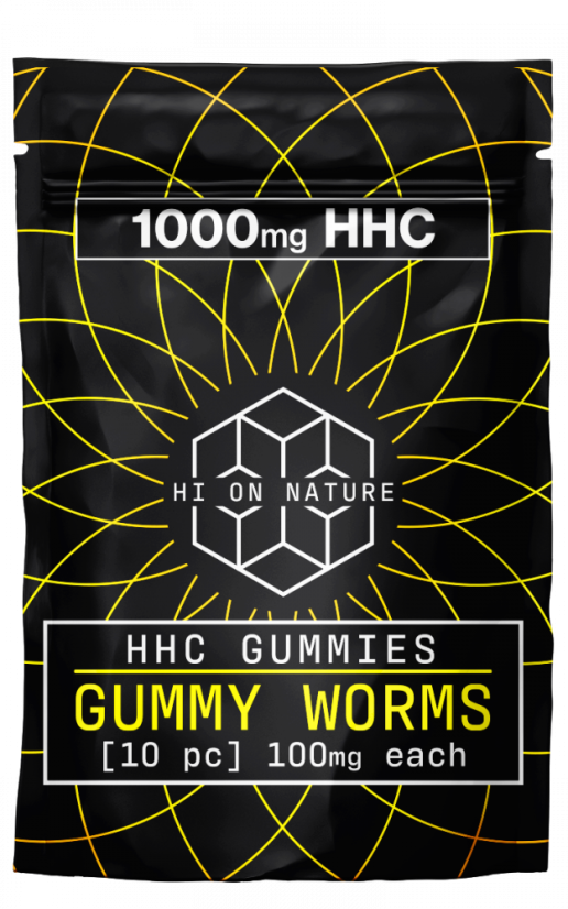 Hi on Nature HHC Gummys グミワーム、1000 mg、10 個