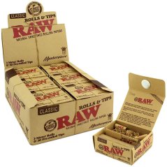RAW Unbleached Masterpiece Kingsize Rolls con filtri - 12 pezzi in scatola