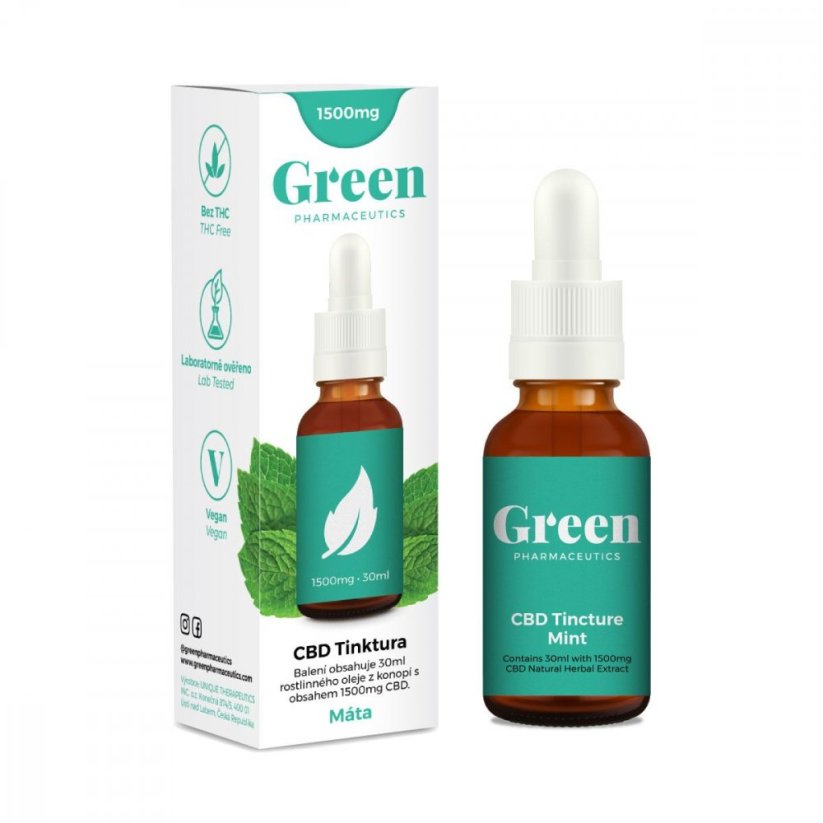 Green Pharmaceutics CBD тинктура от мента - 5 %, 1500 mg, 30 ml