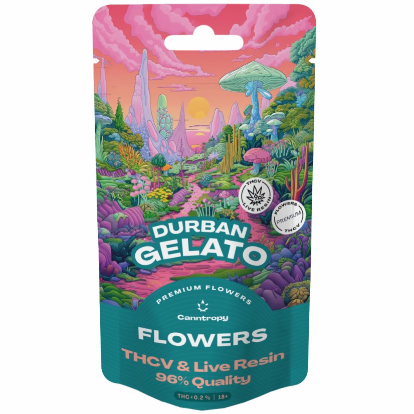 Canntropy THCV Flower Durban Gelato terpeni ħajjin tar-reżina, THCV 96% kwalità, 1 g - 100 g
