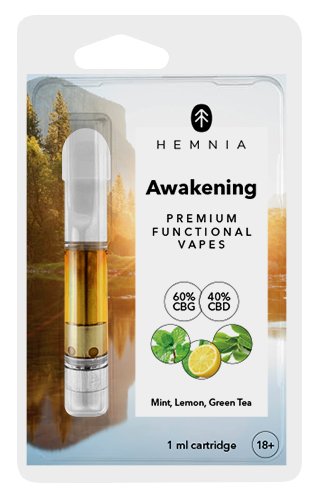 Hemnia Cartridge Awakening - 60 % CBG, 40 % CBD, sitron, mynte, grønn te, 1 ml