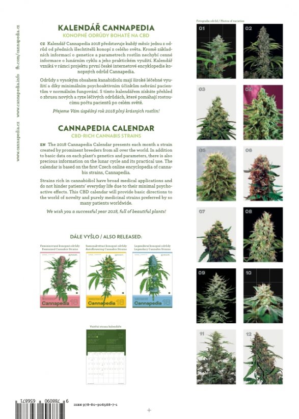 Calendario Cannapedia 2018 – Konopné odrůdy bohaté na CBD