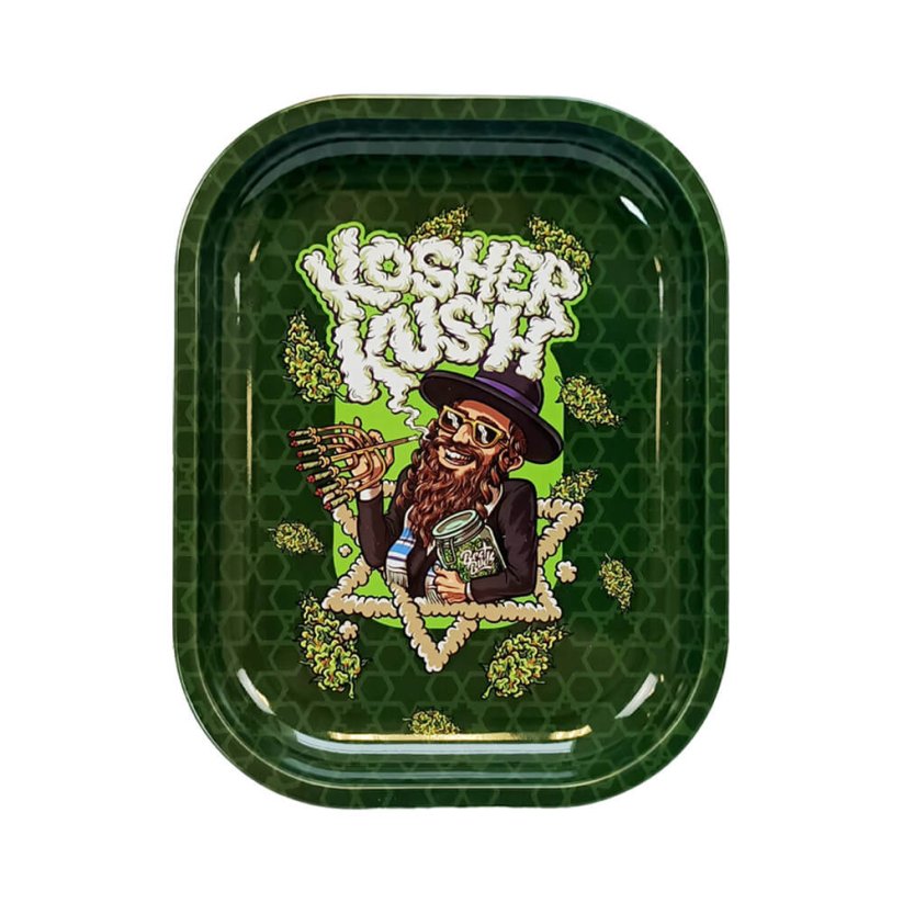 Best Buds Dünnes Rolltablett mit Aufbewahrung Kosher Kush 18 x 14 cm