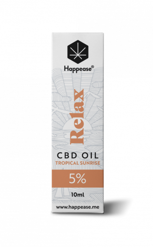 Happease Relax CBD Olej Tropical Sunrise, 5 % CBD, 500 mg, 10ml