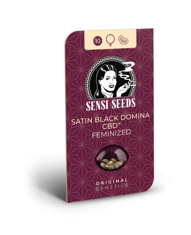 Sensi Seeds Cannabisfrø Satin Sort Domina CBD® Feminiseret, 3-10 stk.