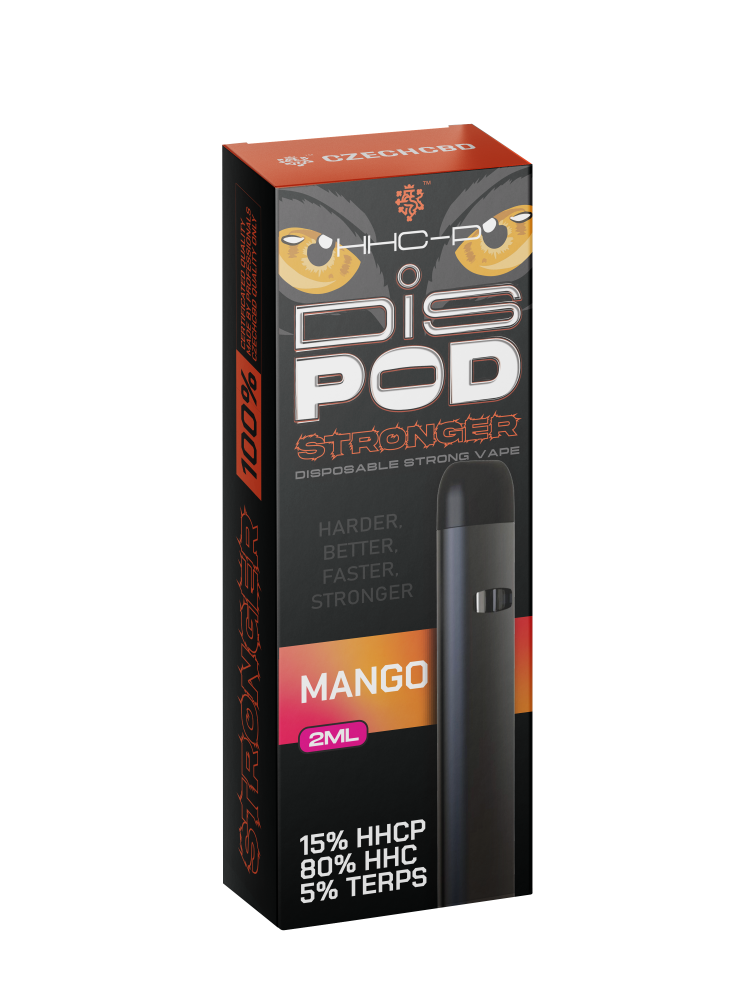 Czech CBD HHCP Vape Pen Stronger disPOD Mango 15 % HHCP, 80 % HHC, 2 ml