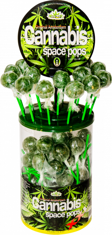„Haze Cannabis XXL Space Pops“ – vitrininis konteineris (70 saldainių)