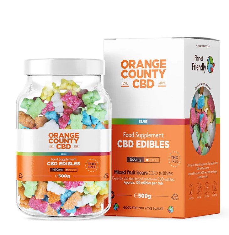 Orange County CBD Ositos de gomitas, 100 piezas, 1600 mg CDB, 500 gramo