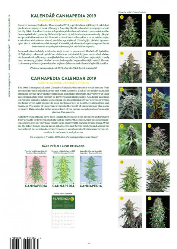 Kalendář Cannapedia 2019 – Samonakvétací konopné odrůdy + semínka