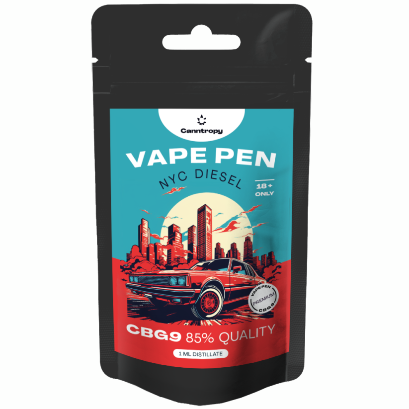Canntropy CBG9 Disposable Vape Pen NYC Diesel, CBG9 85% kwalità, 1 ml