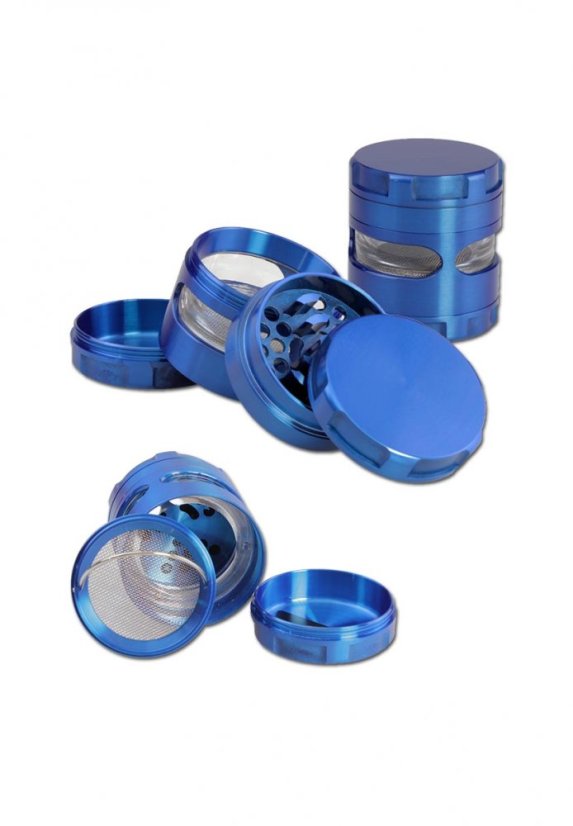 Metalen Grinder 4-delig blauw, 56x63mm