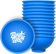 Best Buds Silikon blandeskål 7 cm, blå med hvit logo