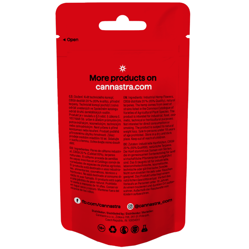 Cannastra CBG9 フラワーレモンストリング 85% 品質、1 g - 100 g