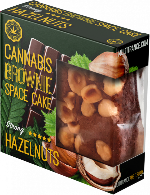 Cannabis Hasselnöt Brownie Deluxe-förpackning (stark Sativa-smak) - Kartong (24 förpackningar)