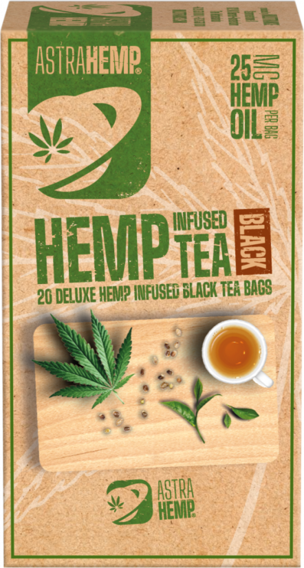 Astra Hemp Černý čaj 25 mg konopný olej (krabička 20 čajových sáčků)