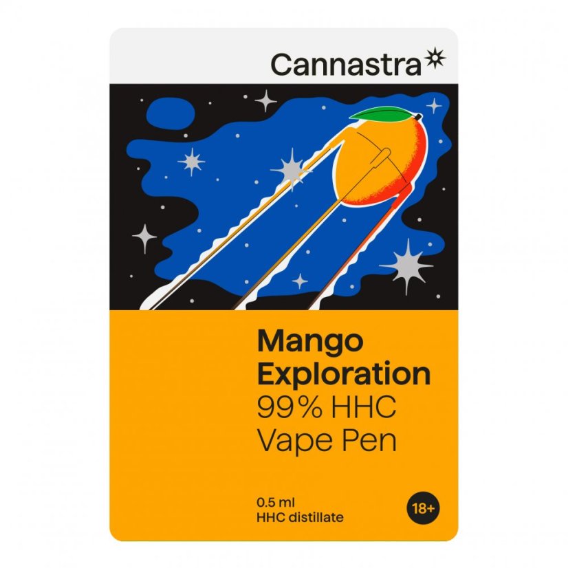 Cannastra HHC Vape Pen Mango Exploration, 99 % HHC, 0,5 ml