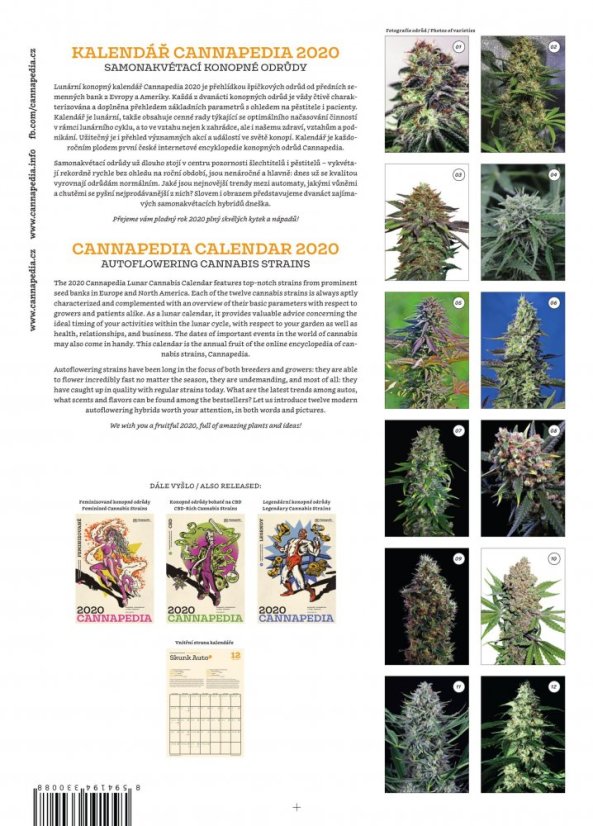 Kalendář Cannapedia 2020 - Samonakvétací konopné odrůdy + 5-8 samonakvétacích semínek od 3 bank taż-żerriegħa