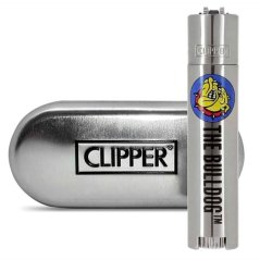 The Bulldog Clipper Silbernes Metallfeuerzeug + Geschenkbox