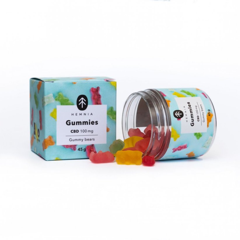 Hemnia CBD Gummies Gummy Bears, kirss, kiivi, ananass, maasikas, 100 mg CBD, 20 tk x 5 mg, 45 g