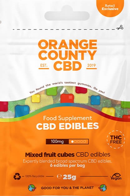 Orange County CBD Cubes, mini grab bag, 100 mg CBD, 6 stuks, 25 g