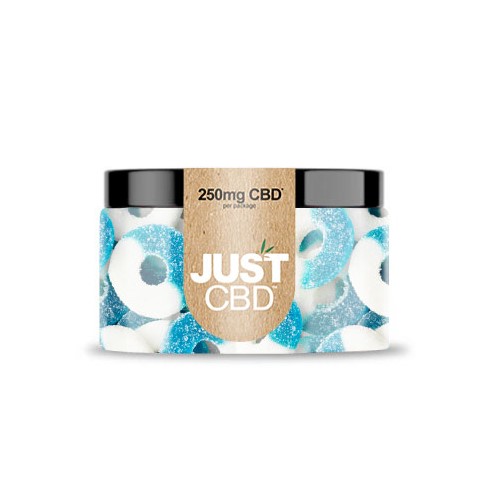 JustCBD Gummies blå hallonringar 250 mg - 3000 mg CBD