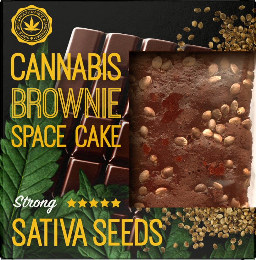 Брауни с канабис със семена Sativa Deluxe Опаковка (силен вкус) - кашон (24 опаковки)