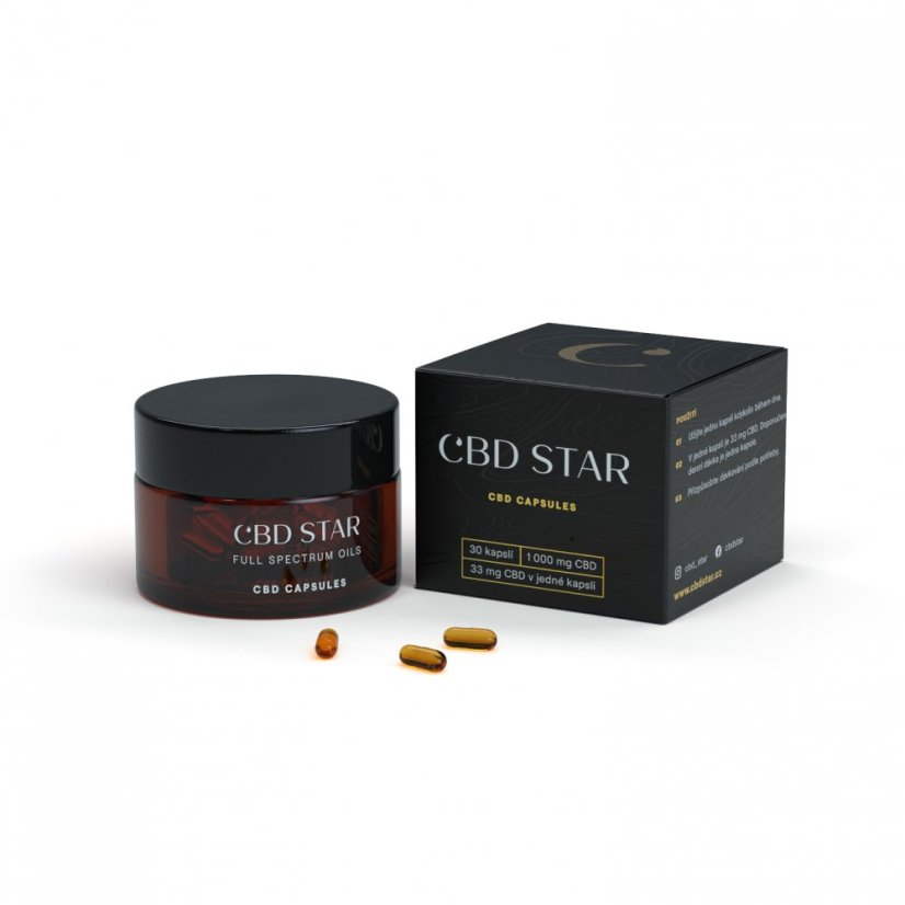 CBD Star Konopné CBD kapsule 10%, 1000 mg, 30x33 mg