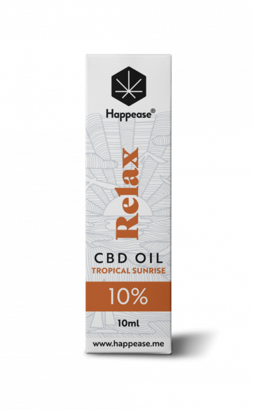 Happease Relax CBD Olej Tropical Sunrise, 10% CBD, 1000 mg, 10 ml