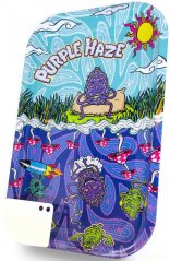 Best Buds Purple Haze Large Metal Rolling Tray with Magnetic Grinder Card