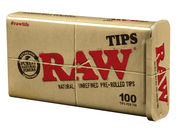 RAW წინასწარ გაბრტყელებული Tips Tin (100 ცალი) - BOX, 6 ცალი ქილა