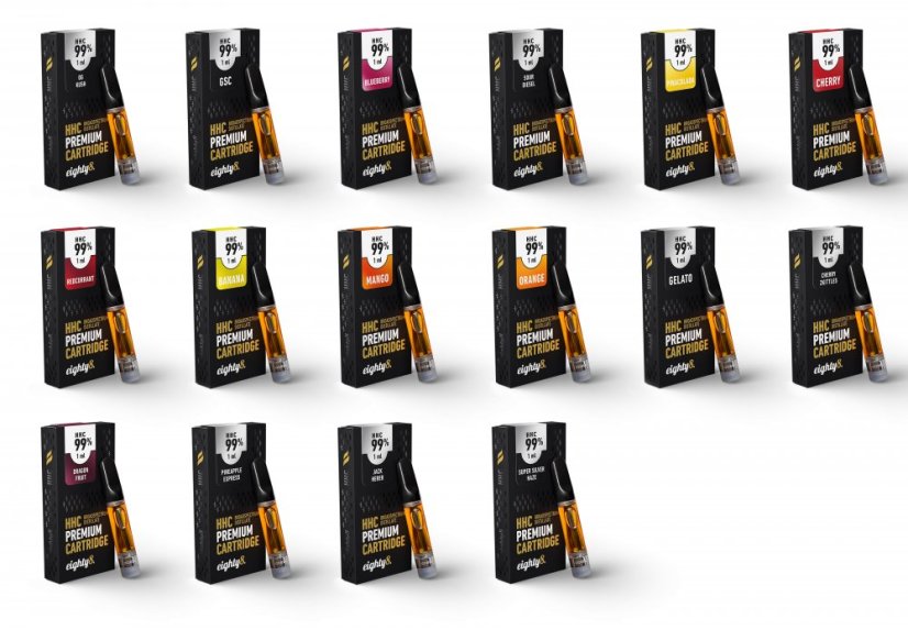 Eighty8 HHC Cartridge, 99% HHC, All in One Set - 16 flavours x 1 ml