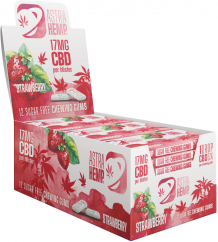 Astra Hemp Strawberry Hemp Chewing Gum (17 mg CBD), 24 boîtes en présentoir