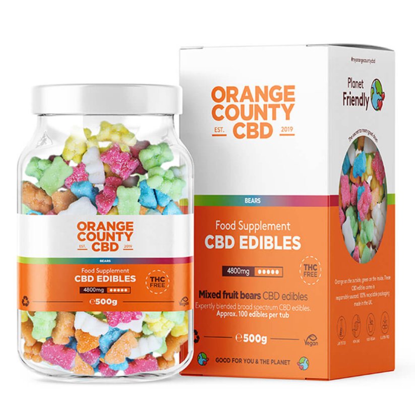 Orange County CBD Gummies Bears, 100 kpl, 4800 mg CBD, 500 g