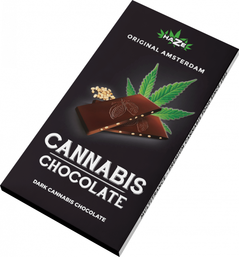 Ciocolată neagră HaZe Cannabis cu semințe de cânepă - Cutie (15 batoane)