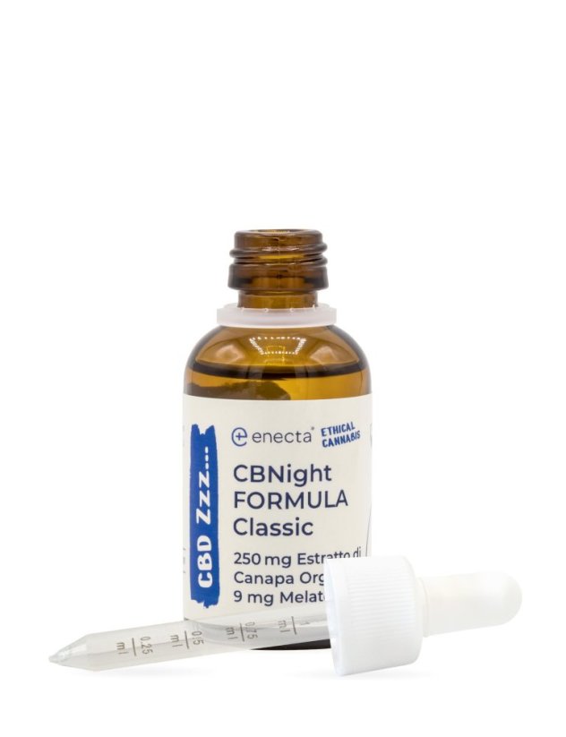Enecta CBNight Formula Classic Ulei de cânepă cu melatonină, 750 mg extract de cânepă organică, 90 ml