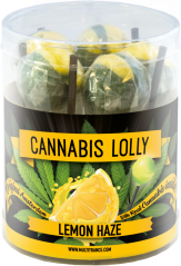 Lecca-lecca alla cannabis Lemon Haze – Confezione regalo (10 lecca-lecca), 24 scatole in cartone