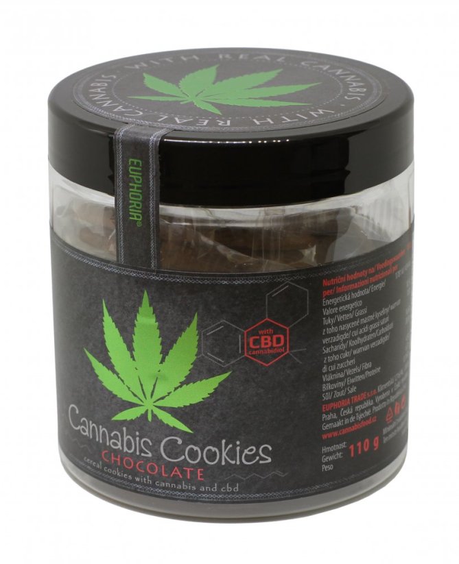 Euphoria Biscoitos de cannabis com cacau leite Esmalte e CDB 110 g