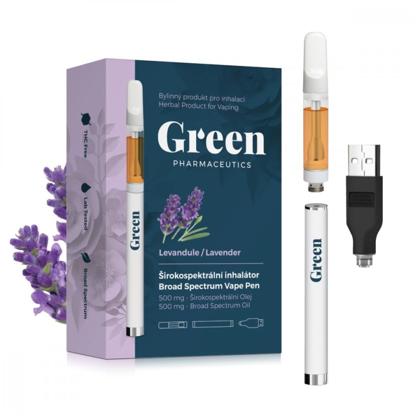 Green Pharmaceutics Комплет за инхалацију широког спектра - лаванда, 500 мг ЦБД