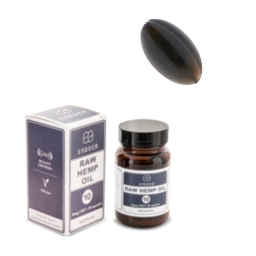 Endoca RAW Hemp Oil Capsules 300 mg CBD + CBDa, 30 pcs