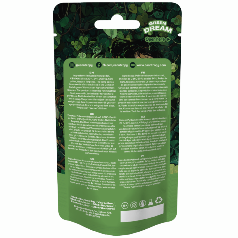 Canntropy CBNO Hash Green Dream, CBNO 94% minőség, 1 g - 100 g