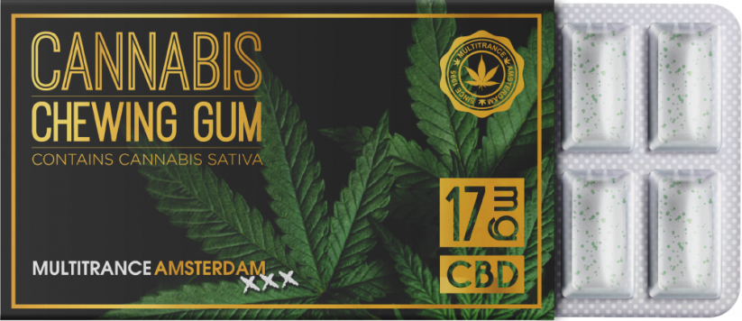 Cannabis Sativa närimiskumm (17 mg CBD), 24 karpi väljapanekus