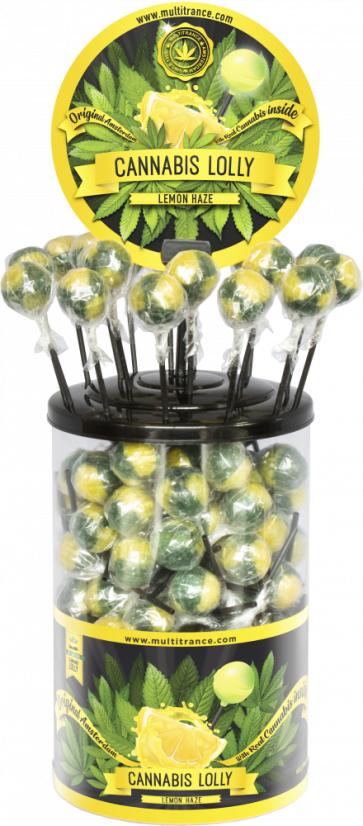 Cannabis Lemon Haze Lollies – vitrína (100 lízaniek)