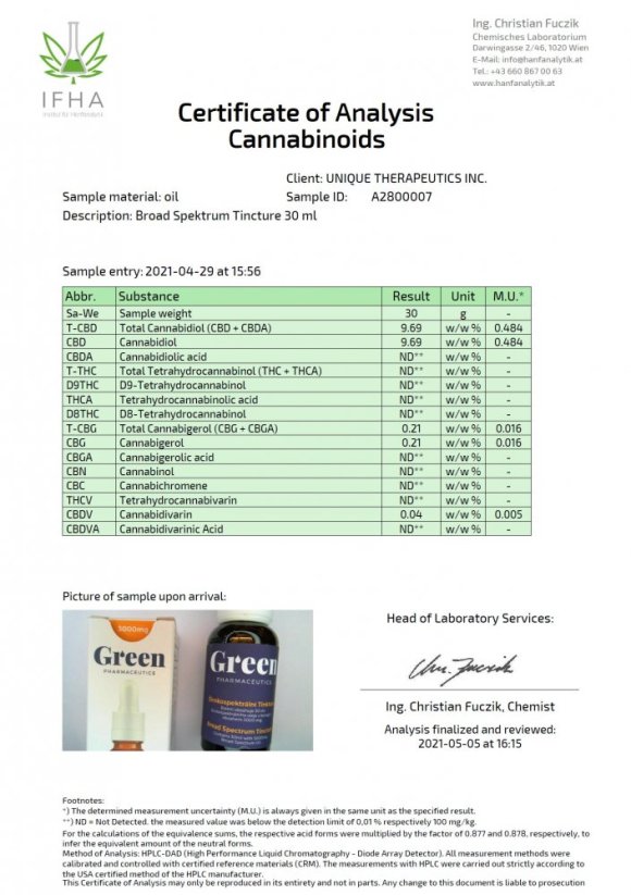 Green Pharmaceutics Széles spektrumú tinktúra, 10 %, 3000 mg CBD, 30 ml