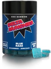 Delta Munchies Blue Razz HHC košļājamās konfektes, 1000 mg, 40 gab.