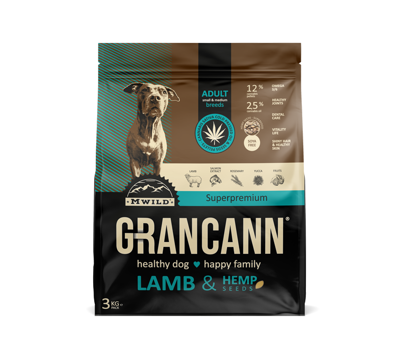 Grancann Lamb & Hemp seeds - Konopljina hrana za male i srednje pasmine, 3kg