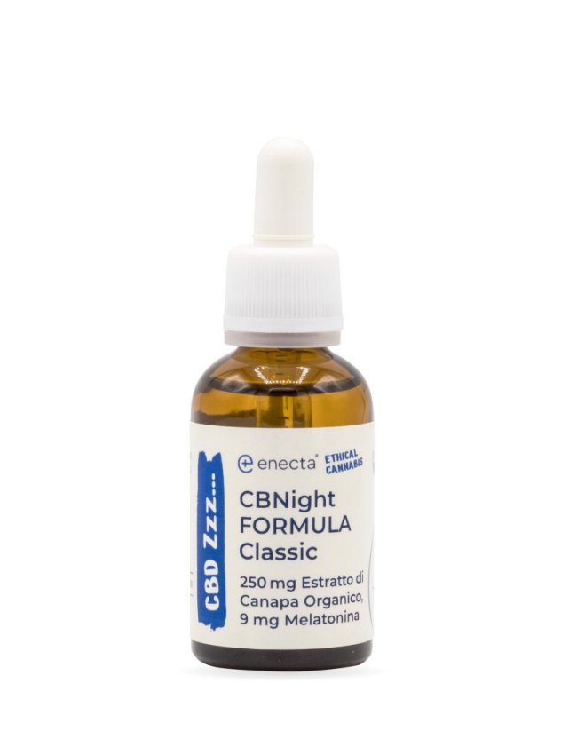 Enecta CBNight Formula Classic olejek konopny z melatoniną, 250 mg organicznego ekstraktu z konopi, 30 ml