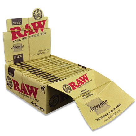 RAW kağıtlar Classic Artesano Kingsize Slim + uçlar - KUTU, 15 adet