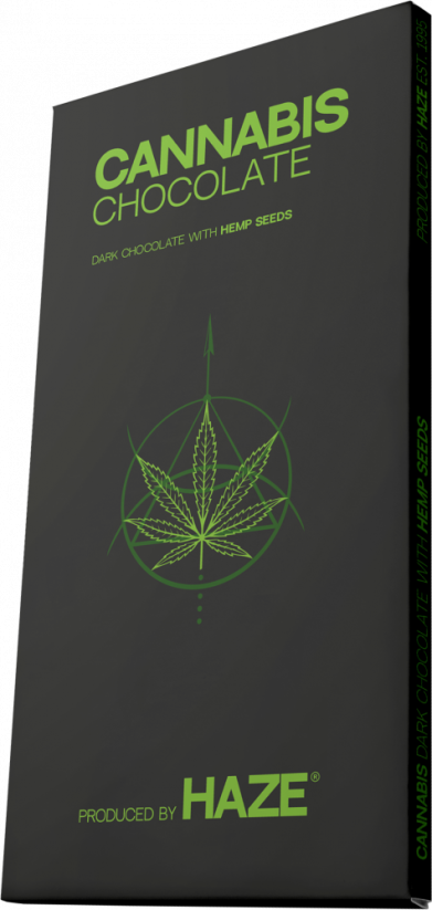 HaZe Cannabis temna čokolada s konopljinimi semeni - karton (15 ploščic)
